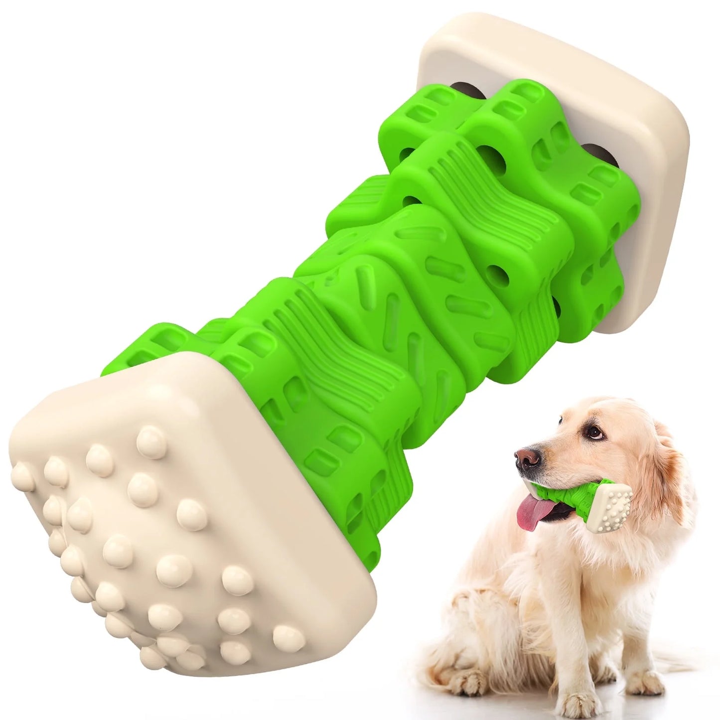 Interactive Dog Chew Toy-Brightly Colored Dog Enrichment Toy for Aggressive Chewers-Green