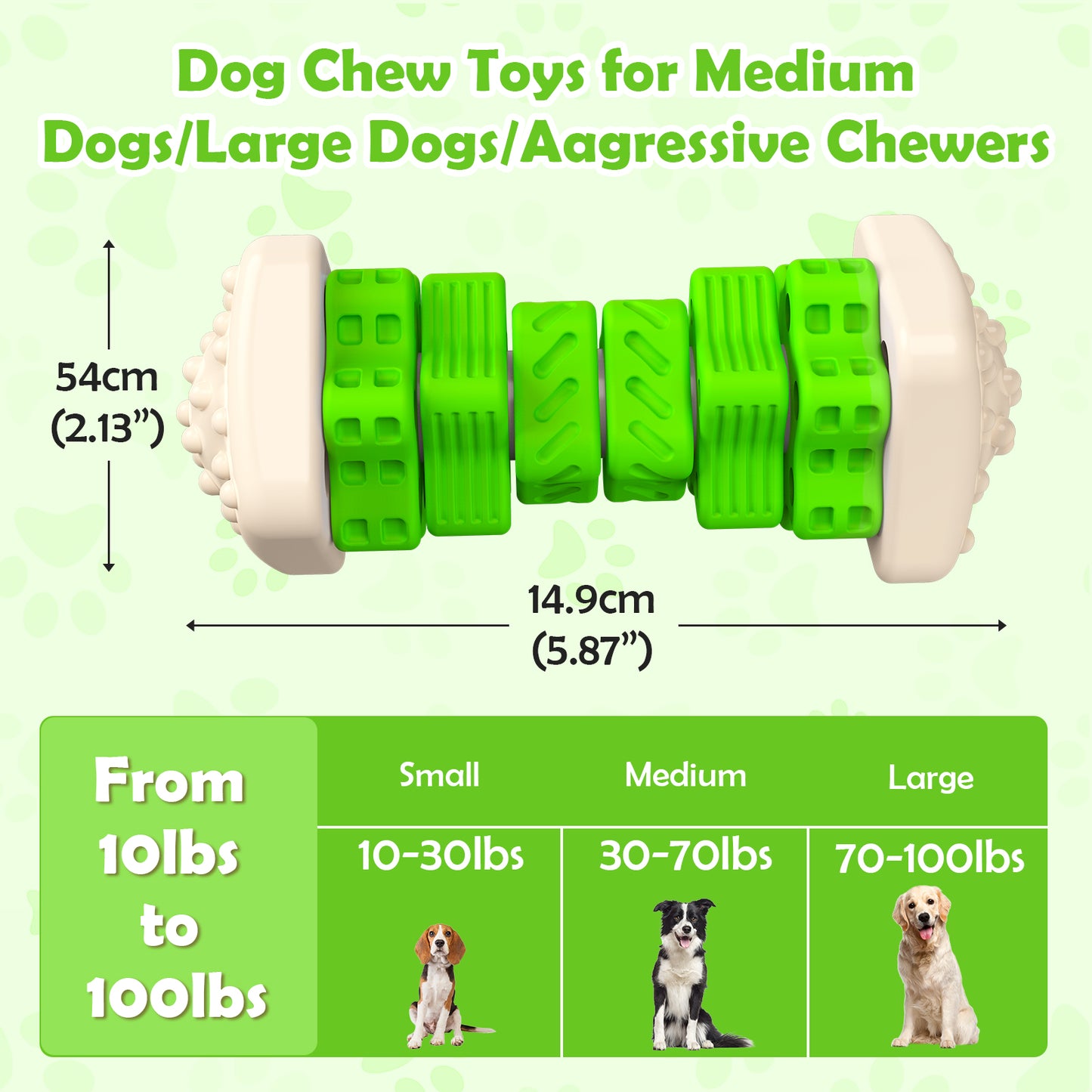 Interactive Dog Chew Toy-Brightly Colored Dog Enrichment Toy for Aggressive Chewers-Green