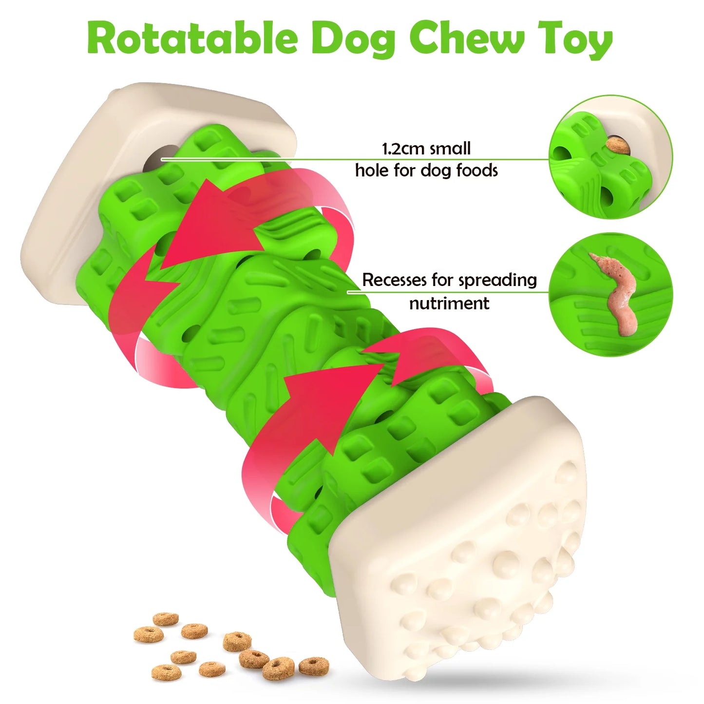Interactive Dog Chew Toy-Brightly Colored Dog Enrichment Toy for Aggressive Chewers-Green