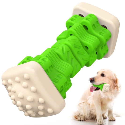 Interactive Dog Chew Toy-Brightly Colored Dog Enrichment Toy for Aggressive Chewers-Green