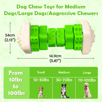 Interactive Dog Chew Toy-Brightly Colored Dog Enrichment Toy for Aggressive Chewers-Green